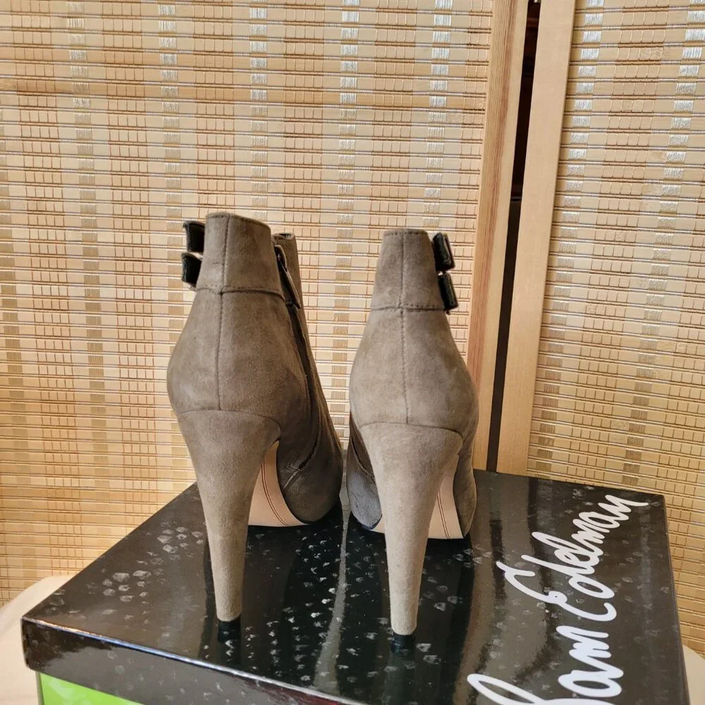 SAM EDELMAN "Kit" Suede Ankle High Heel Booties - Picture 4 of 5